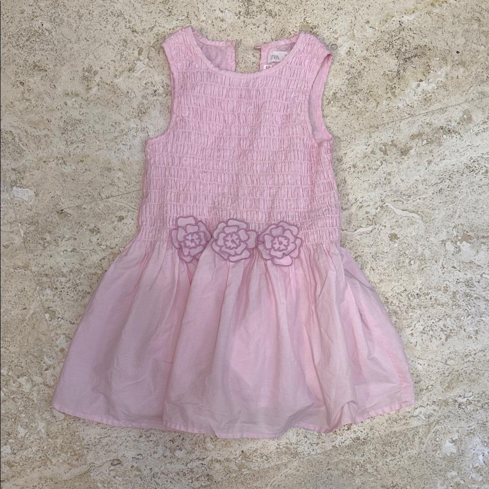 Zara Pink Kids Dress with Floral Details
